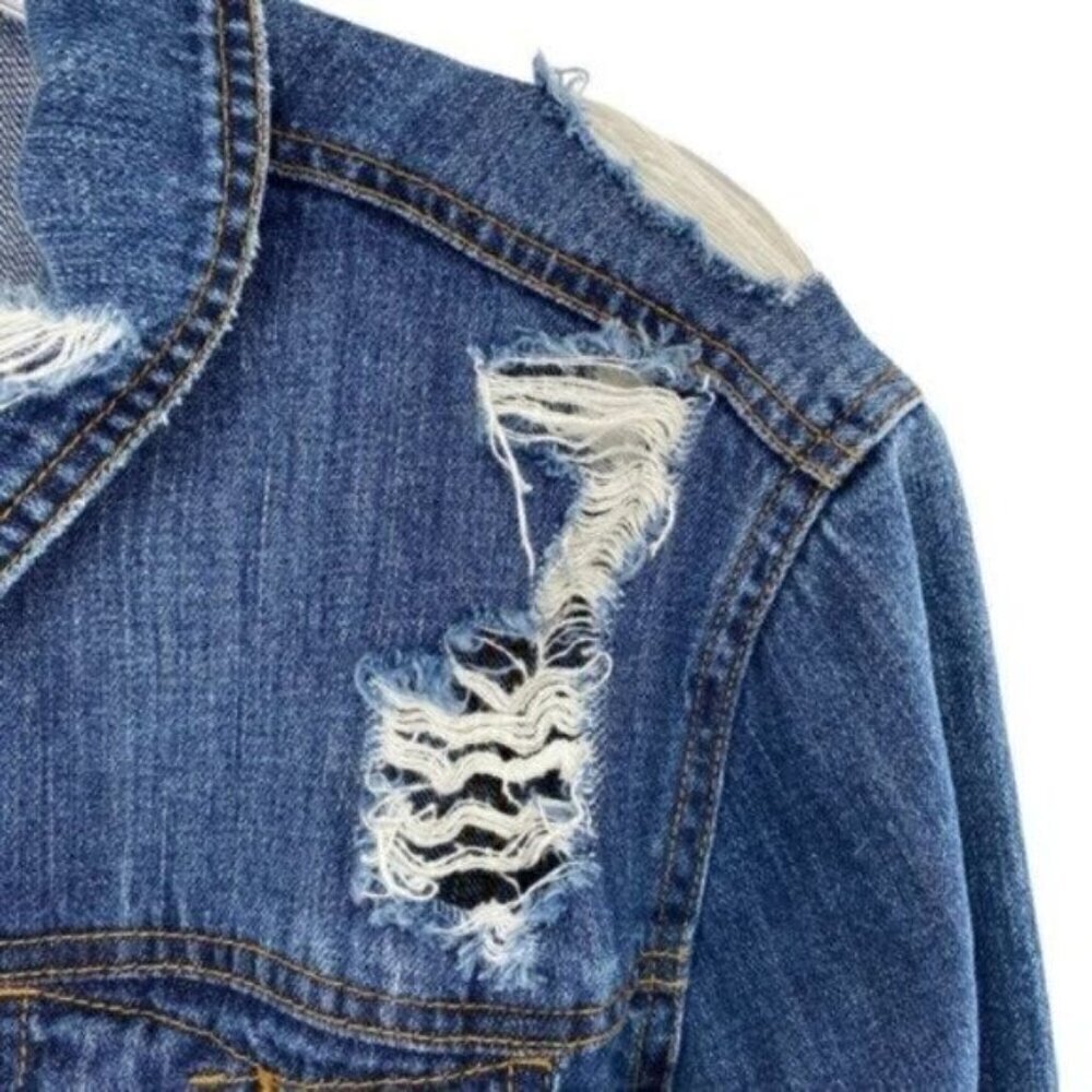 Unpublished Women’s Distressed Destroyed Denim Jean Jacket - Picture 6 of 10
